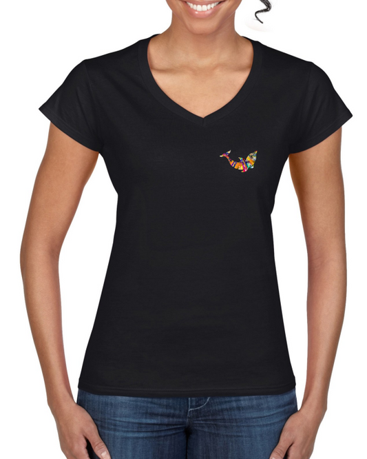 Ladies` Softstyle® V-Neck T-Shirt B/W
